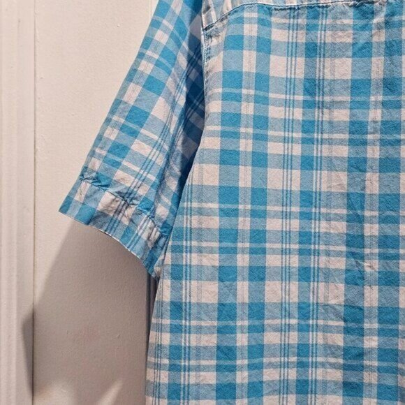 Columbia Mens Blue Plaid Short-Sleeve Button-Up Shirt Size L - Picture 10 of 10